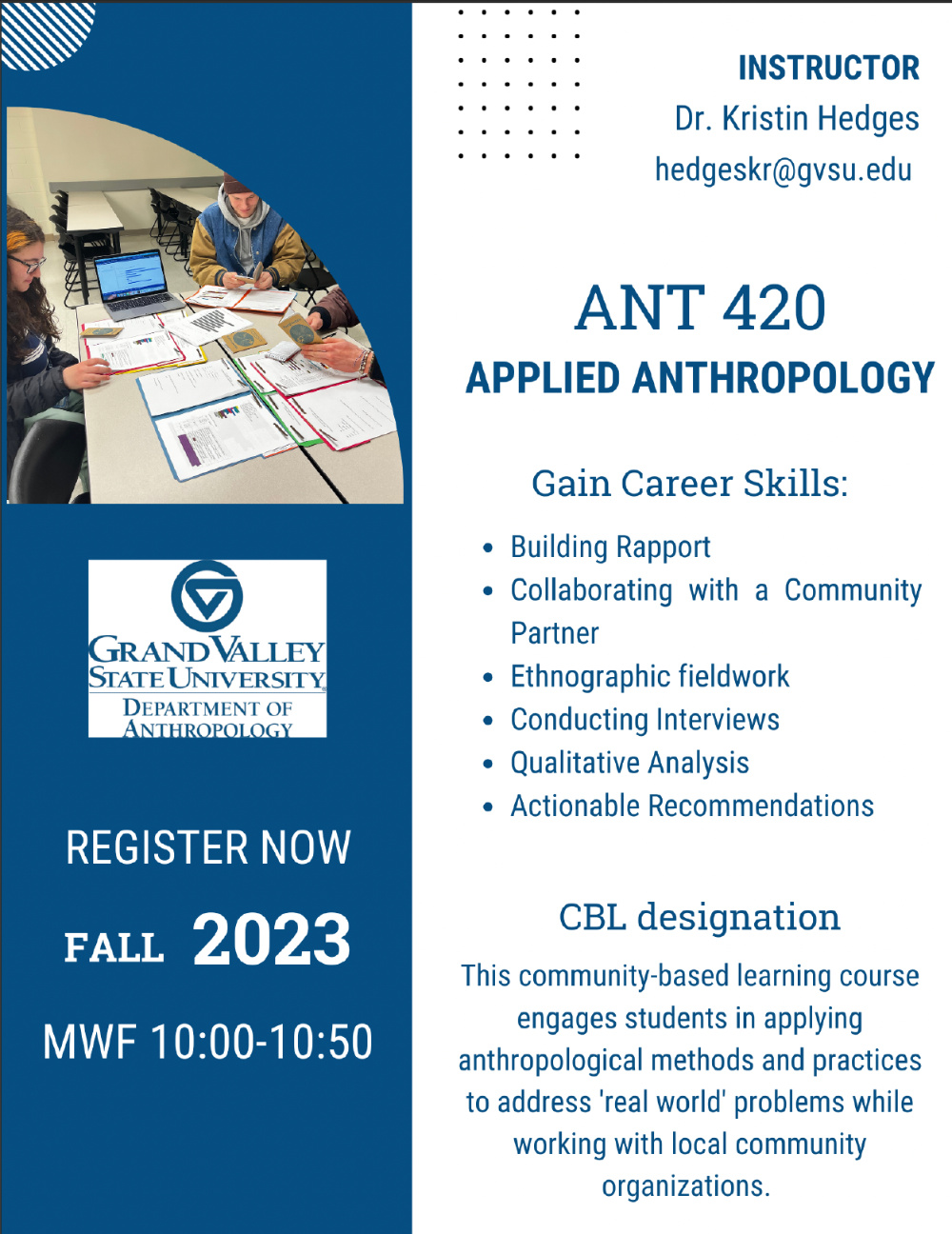 ANT 420: Applied Anthropology